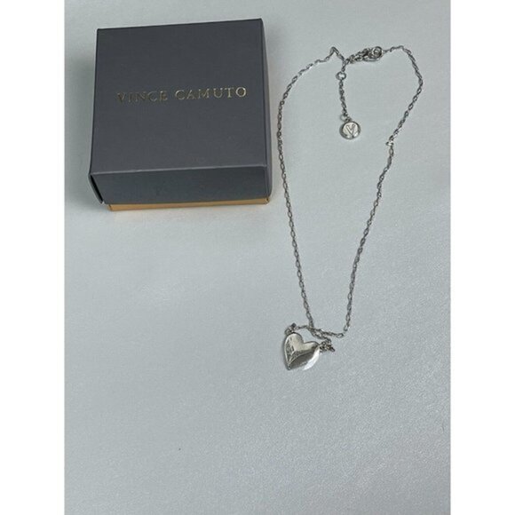 Vince Camuto Silver-Tone Pave Crystal Heart Pendant Necklace - Picture 4 of 4